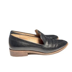 Madewell Frances Loafer Black Leather Upper, Lining Slip Ons Padded Footbed SZ 9